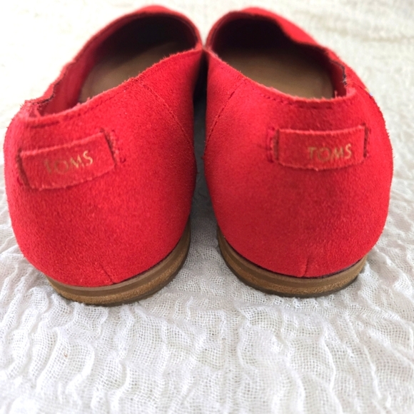 TOMS Shoes Womens W10 Jutti Neat Slip On Loafers Flats Red Suede Minimalist Shoe - Picture 6 of 12